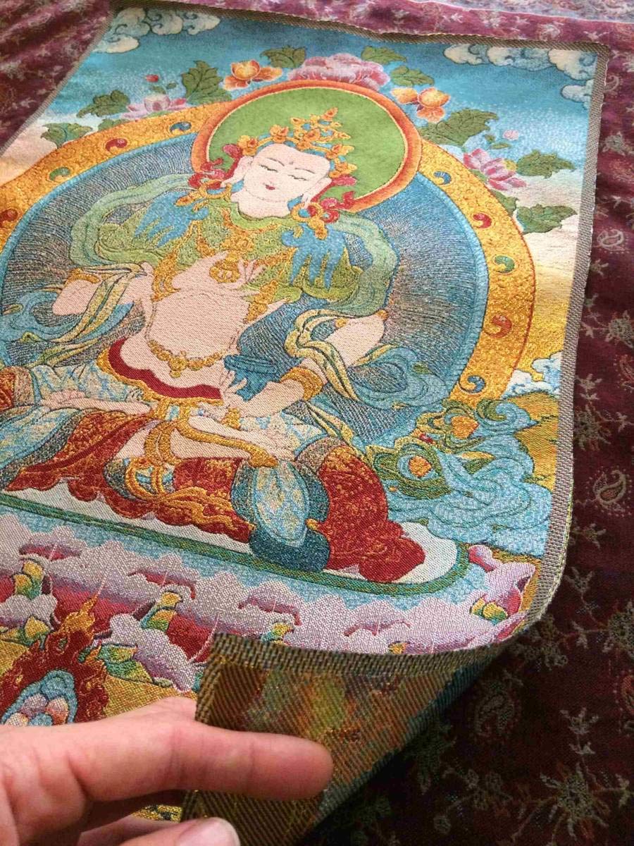 Amazon.co.jp: チベット密教 卍 仏教美術 金剛薩た 織物 刺繍